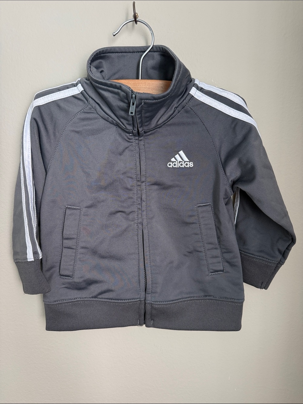 Adidas Baby Track Jacket Charcoal Grey Size 12 Months